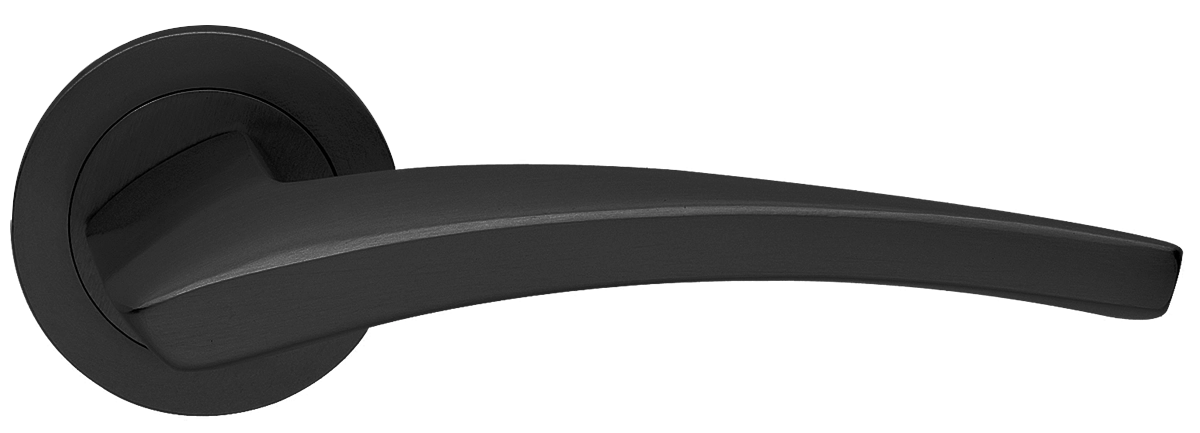 Ручка дверная WIND R2 NERO раздельная на круглой розетке, цвет черный, латунь фото купить в Екатеринбурге