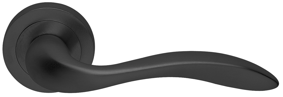 Ручка дверная LEON R2 NERO раздельная на круглой розетке, цвет - черный фото купить в Екатеринбурге
