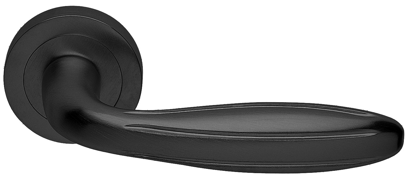 Ручка дверная BUD R2 NERO раздельная на круглой розетке, цвет - черный фото купить в Екатеринбурге