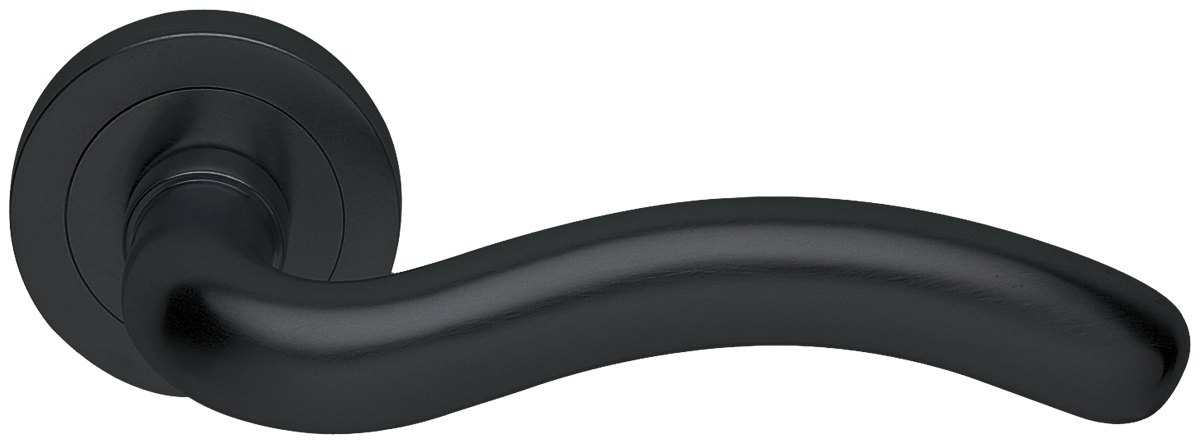 Ручка дверная SNAKE R2 NERO раздельная на круглой розетке, цвет - черный фото купить в Екатеринбурге