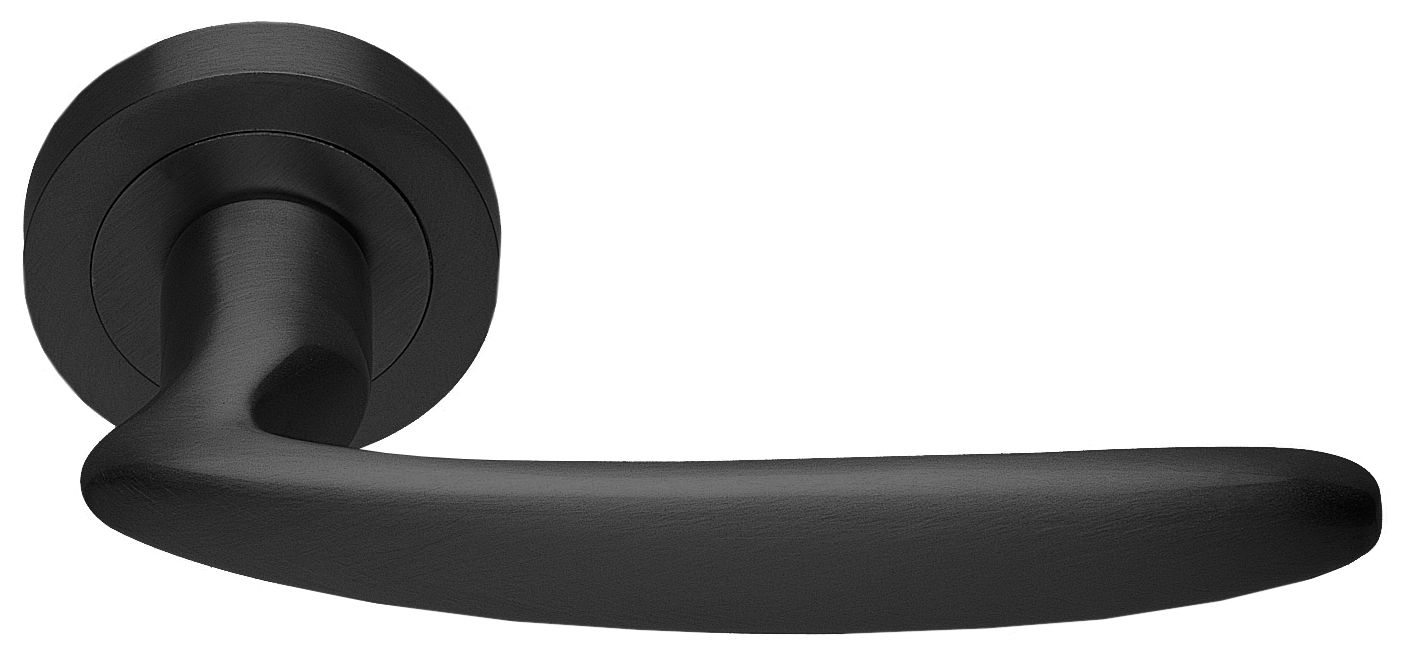Ручка дверная FLAMINGO R2 NERO раздельная на круглой розетке, цвет черный, латунь фото купить в Екатеринбурге