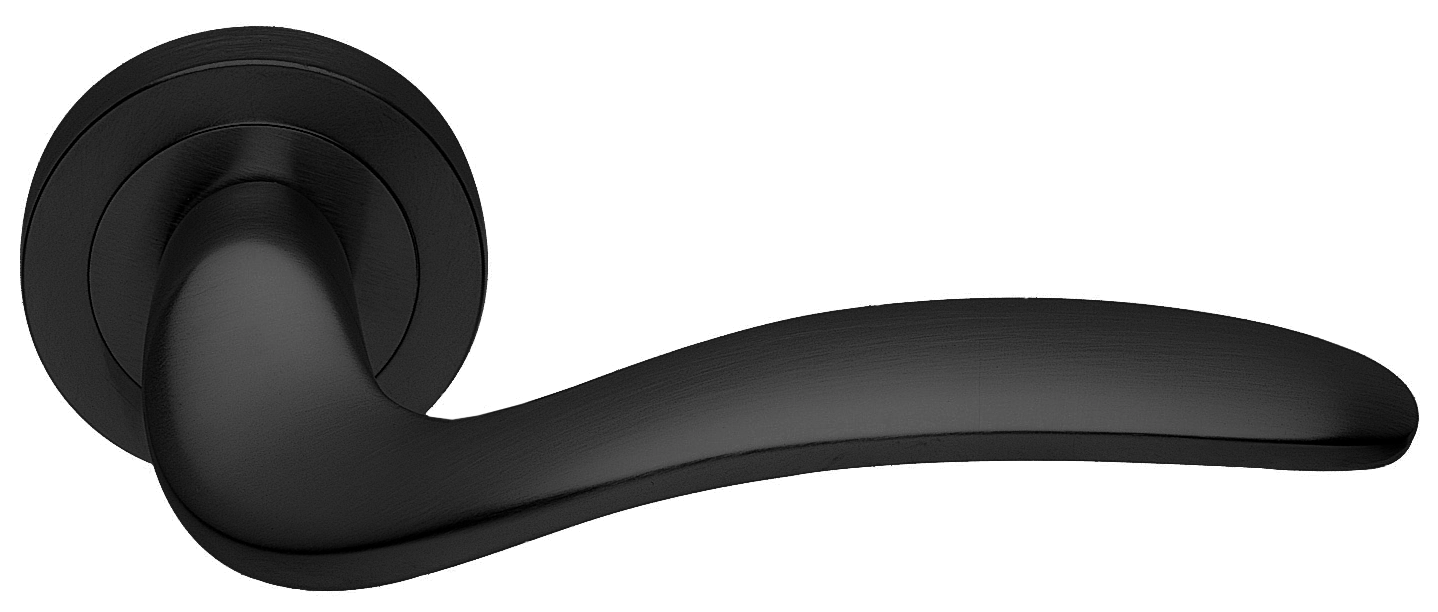 Ручка дверная COBRA R2 NERO раздельная на круглой розетке, цвет - черный фото купить в Екатеринбурге