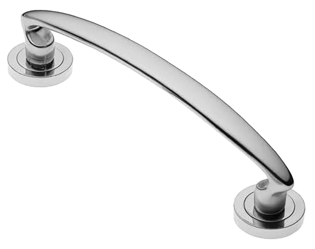 Ручка-скоба дверная FLAMINGO PH CRO на круглой розетке, цвет хром, латунь фото купить в Екатеринбурге