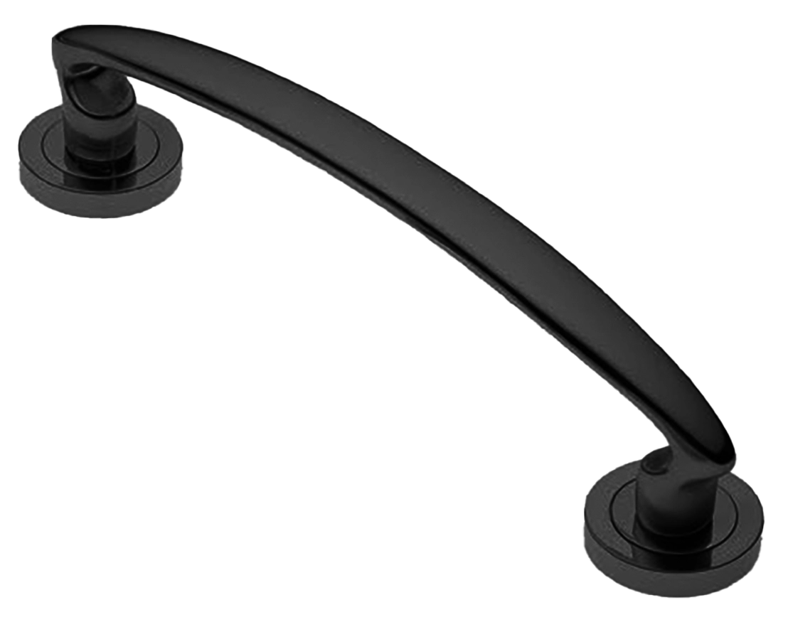 Ручка-скоба дверная FLAMINGO PH NERO на круглой розетке, цвет черный, латунь фото купить в Екатеринбурге