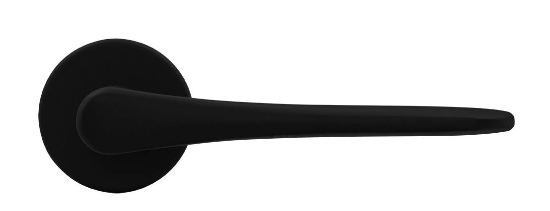 Ручка дверная AULA R5 NERO-ST на круглой розетке, цвет черный soft-touch, ЦАМ фото купить в Екатеринбурге