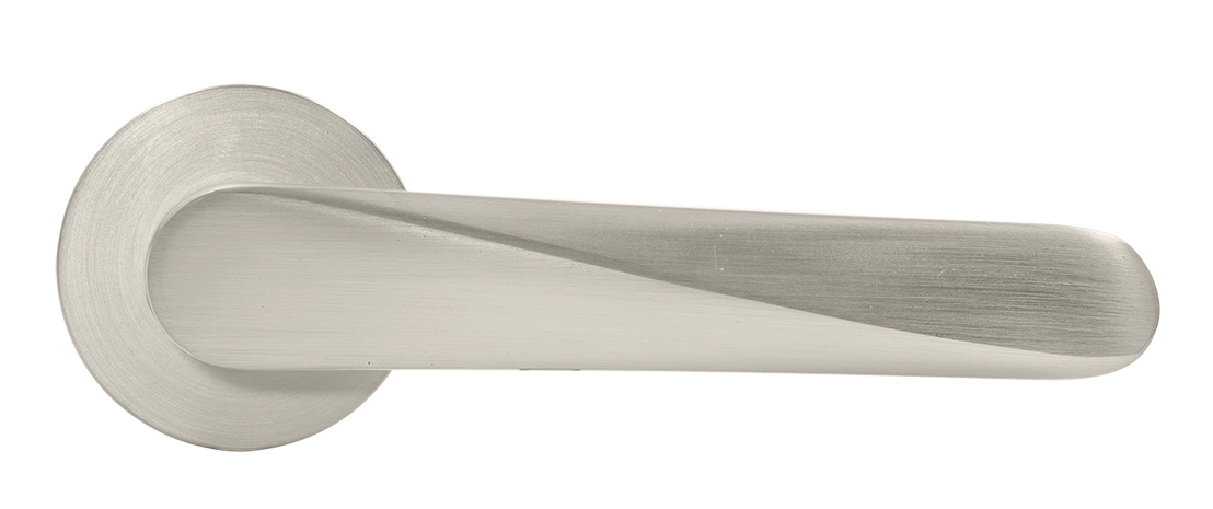 Ручка дверная CAYAN MH-58-R6 MSN раздельная на круглой розетке 6 мм, цвет матовый сатинированный никель, ЦАМ фото купить в Екатеринбурге