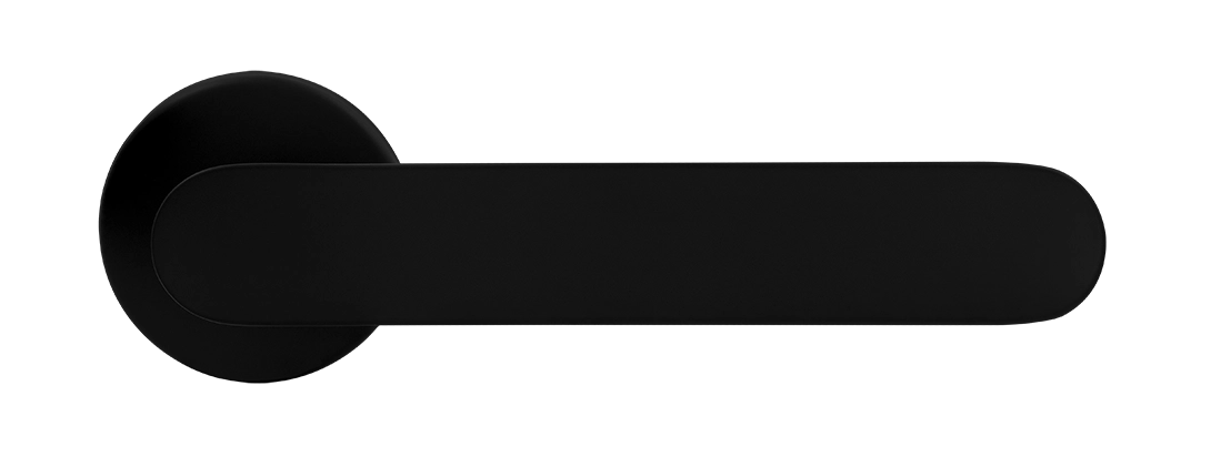 Ручка дверная LE BOAT R5 NERO-ST раздельная на круглой розетке, цвет черный soft-touch, латунь фото купить в Екатеринбурге