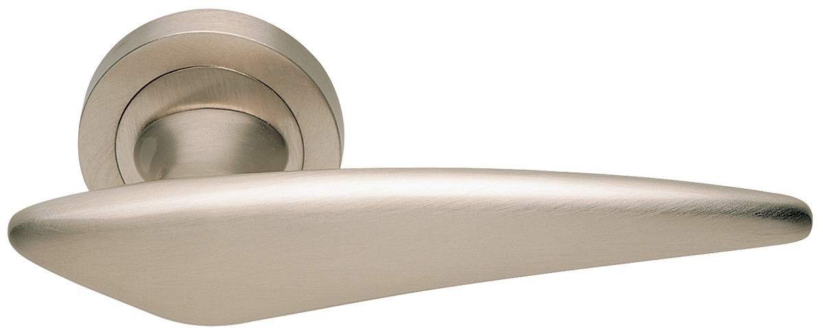 Ручка дверная BOLID R2 NIS раздельная на круглой розетке, цвет матовый никель, латунь фото купить Екатеринбург