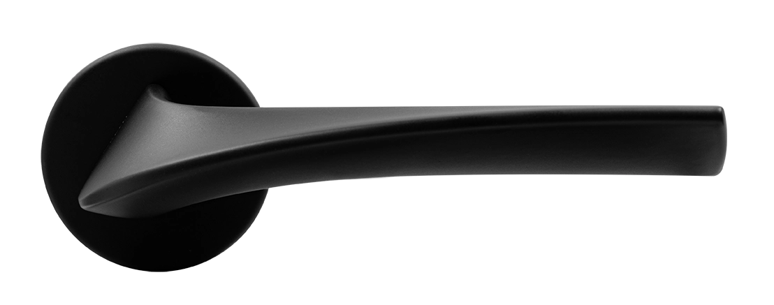 Ручка дверная COMETA R5 NERO-ST на круглой розетке цвет черный soft-touch, ЦАМ фото купить в Екатеринбурге