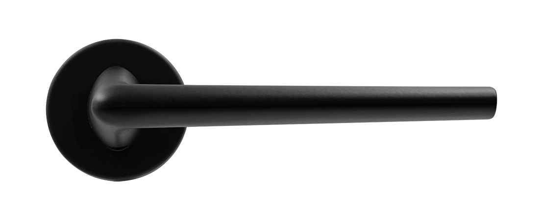 Ручка дверная THE FORCE R5 NERO-ST на круглой розетке, цвет черный soft-touch, ЦАМ фото купить в Екатеринбурге
