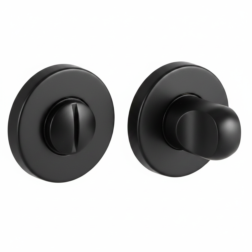 Завертка сантехническая LUX-WC-R3-E NERO-ST на круглой розетке цвет черный soft-touch, ЦАМ фото купить Екатеринбург