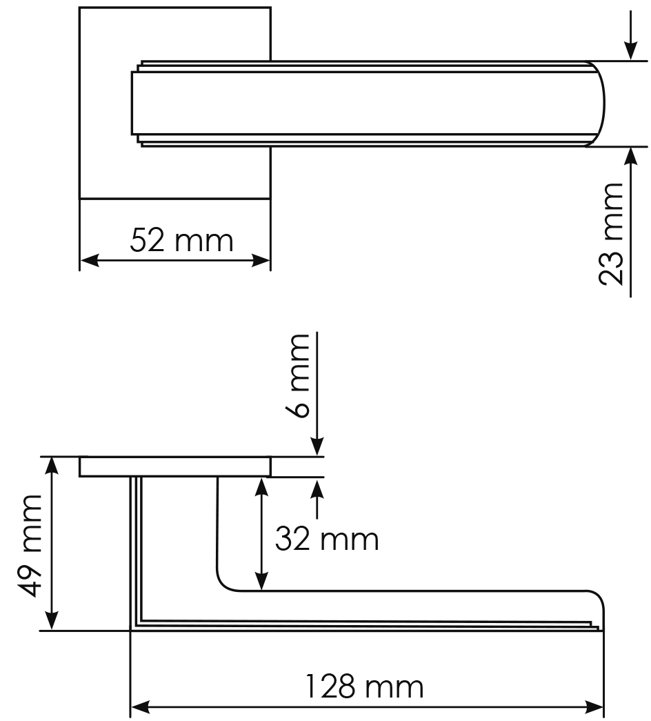 Ручка дверная MH-64-S6 BL STEPS на квадратной розетке 6 мм, цвет черный фото фурнитура Екатеринбург