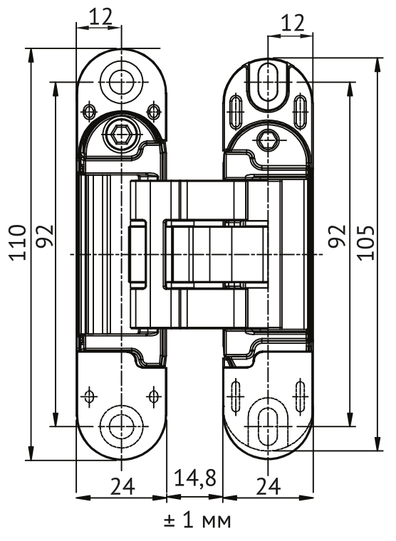 Петля скрытая HH-28 SC врезная с 3D-регулировкой вес полотна до 40 кг, цвет матовый хром фото купить в Екатеринбурге