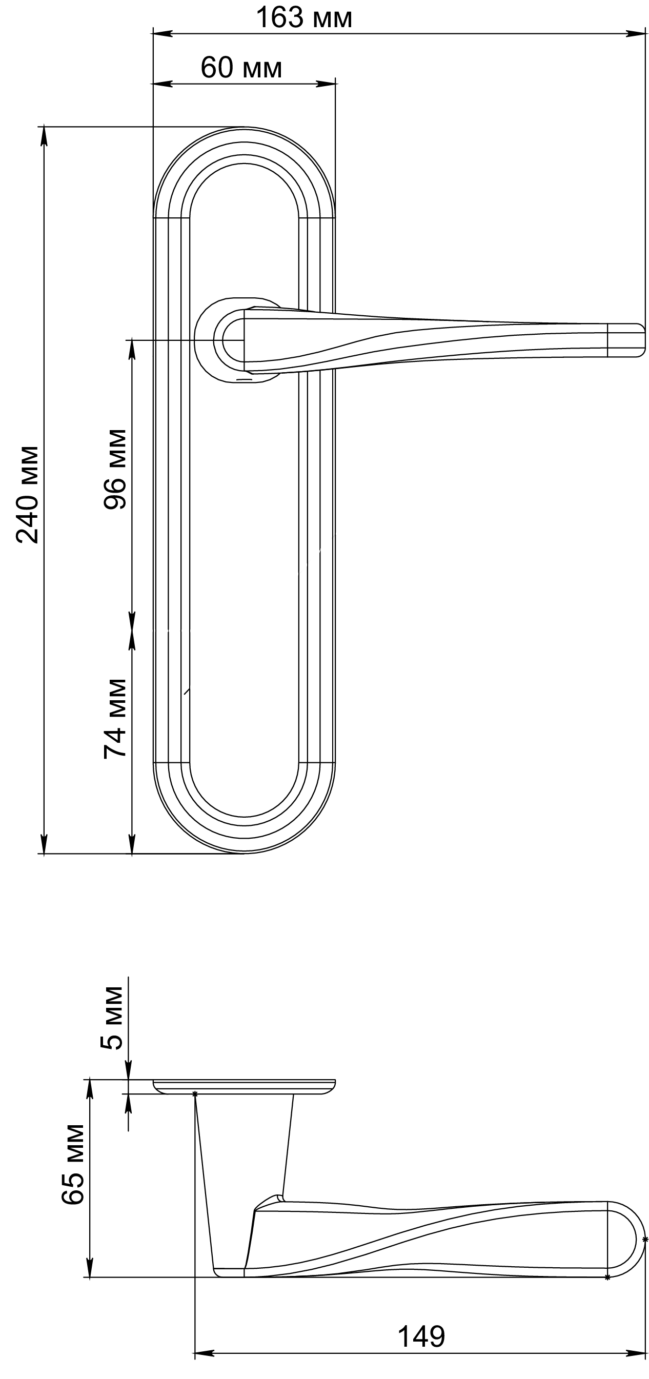 Ручка дверная THE OLYMPICS PLR SST на планке, цвет Летняя гроза/Summer Storm фото фурнитура Екатеринбург