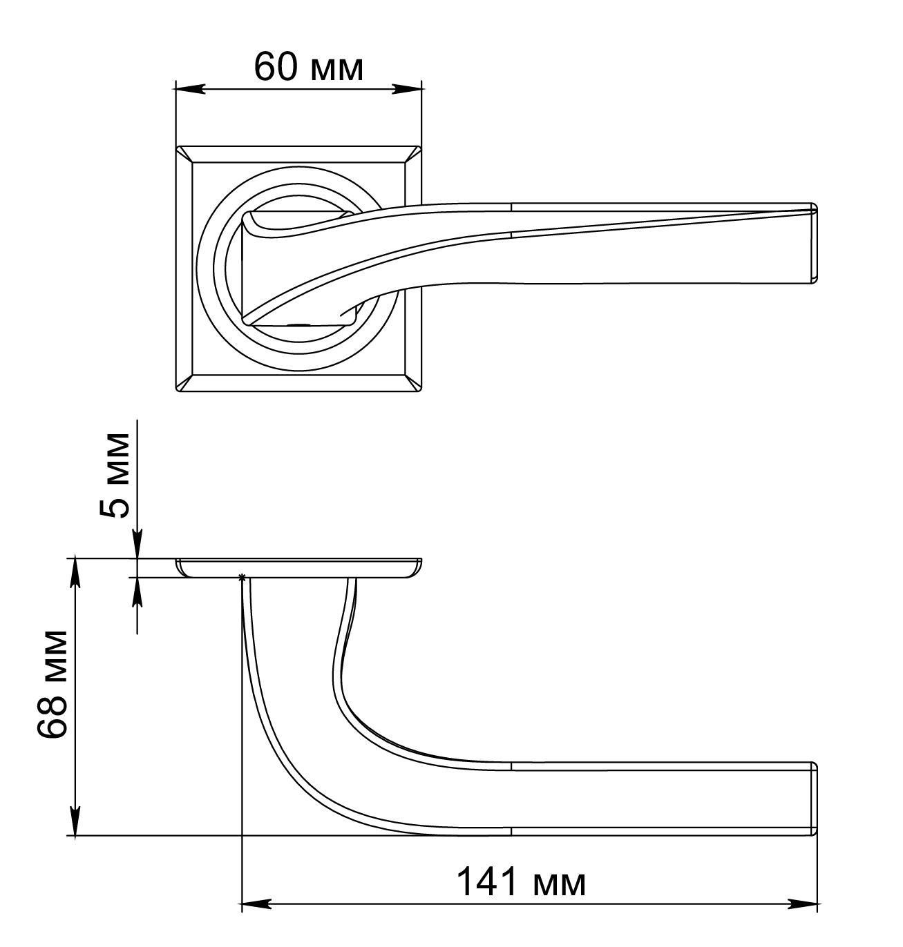 Ручка дверная WD CONCERT HALL S7 SSW на квадратной розетке, цвет Стокгольмский снегопад/Stockholm Snowfall фото фурнитура Екатеринбург