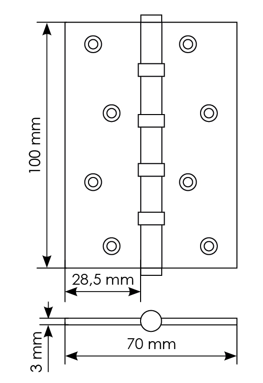 Петля универсальная карточная MBU 100X70X3-4BB AB латунь, врезная, цвет бронза фото купить в Екатеринбурге