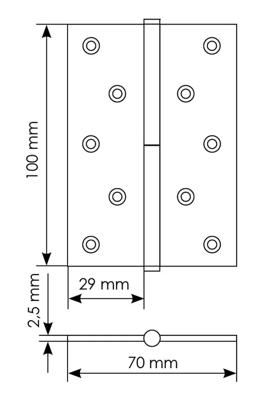 Петля универсальная разъемная MSD 100X70X2.5 AB L стальная левая, врезная, цвет бронза фото купить в Екатеринбурге