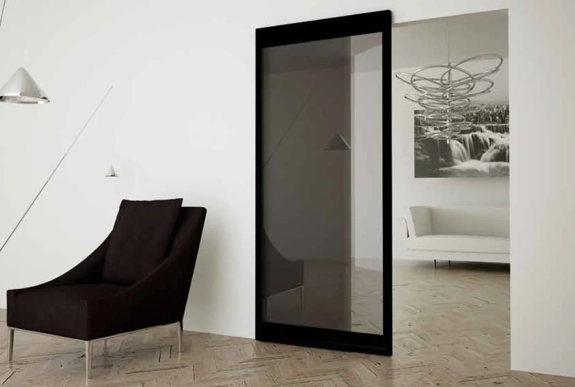 INVISIBLE-2 FRAME 1500/3000 NS, раздвижная система для дверей шириной  1500мм, высотой 3000мм, цвет - черный фото купить Екатеринбург