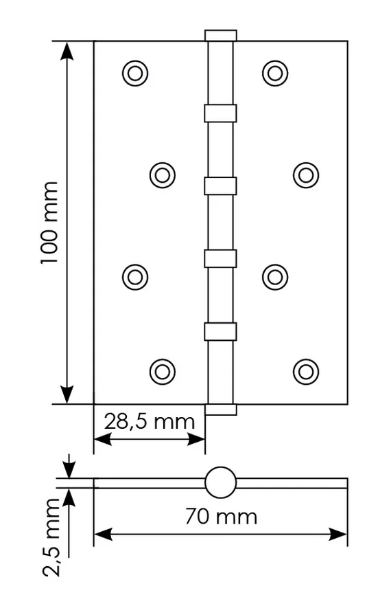 Петля универсальная карточная MS 100X70X2.5-4BB W стальная, врезная, цвет белый, сталь фото купить в Екатеринбурге