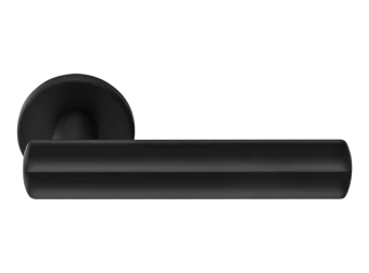 Ручка дверная PANATHENAIC R5 NERO раздельная на круглой розетке, цвет черный, ЦАМ
