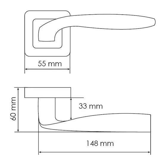 Ручка дверная SHELL MH-45 GR/CP-S55 раздельная на квадратной розетке, цвет графит/хром, ЦАМ Light фото купить в Екатеринбурге