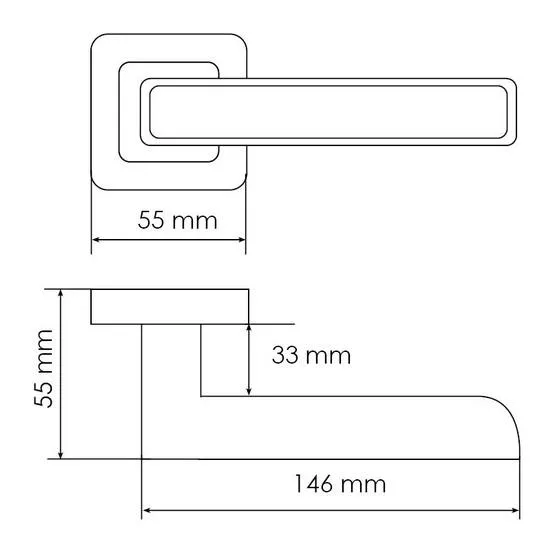 Ручка дверная FLEX MH-44 GR/CP-S55 раздельная на квадратном основании, цвет графит/хром, ЦАМ Light фото купить в Екатеринбурге