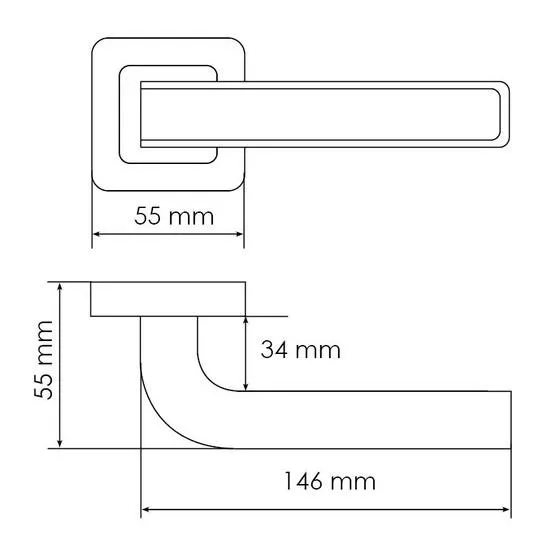 Ручка дверная EON MH-46 GR/CP-S55 раздельная на квадратной розетке, цвет графит/хром, ЦАМ Light фото фурнитура Екатеринбург