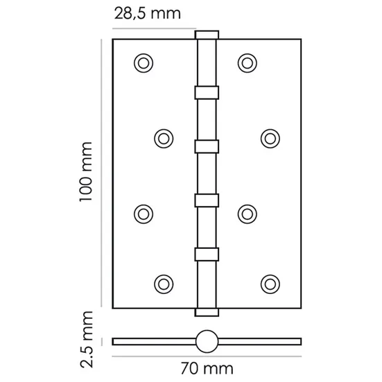 Петля карточная универсальная MS 100X70X2.5-4BB BL, врезная, цвет черный, сталь фото купить в Екатеринбурге