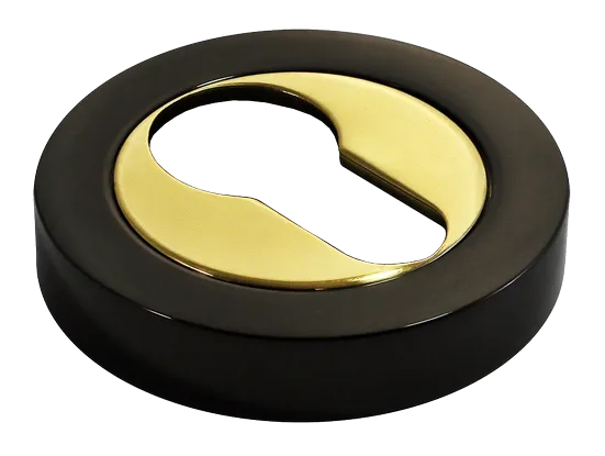 LUX-KH-R2 NNO, накладка на евроцилиндр, цвет - черный хром/золото фото купить Екатеринбург