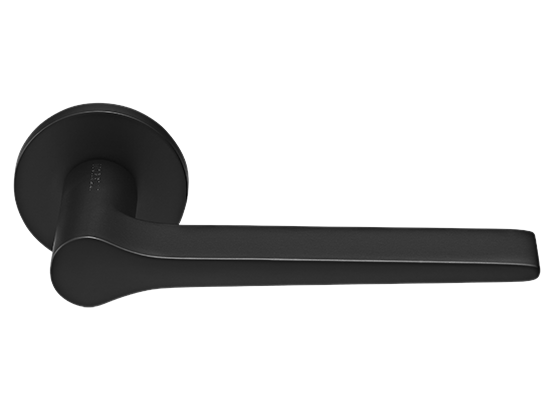 LAND ручка дверная  на круглой розетке 6 мм, MH-60-R6 BL, цвет - чёрный фото купить Екатеринбург